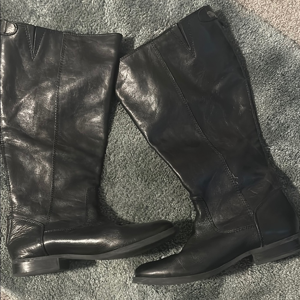 Arturo Chiang Black Leather Knee-High Boots